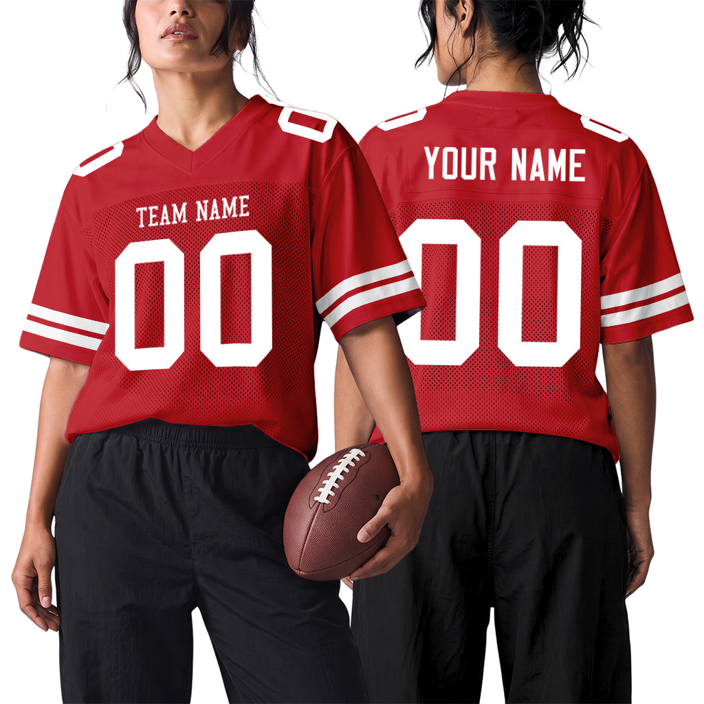 Custom Red White Custom Name Football Jerseys For Men & Women