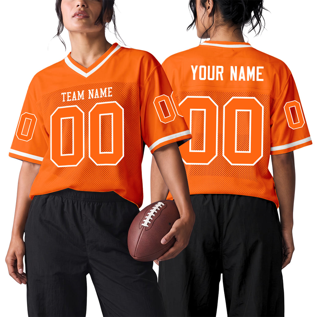Custom Orange White Mesh Football Jersey