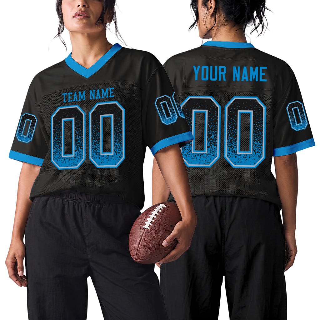 Custom Black Panther Blue-Gray Mesh Drift Fashion Mesh Football Jersey