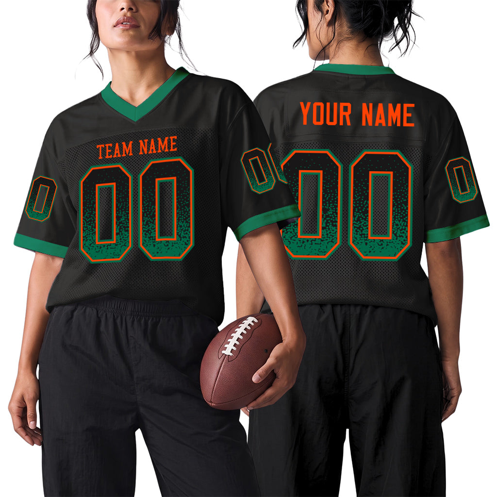 Custom Black Kelly Green-Orange Mesh Drift Fashion Mesh Football Jersey