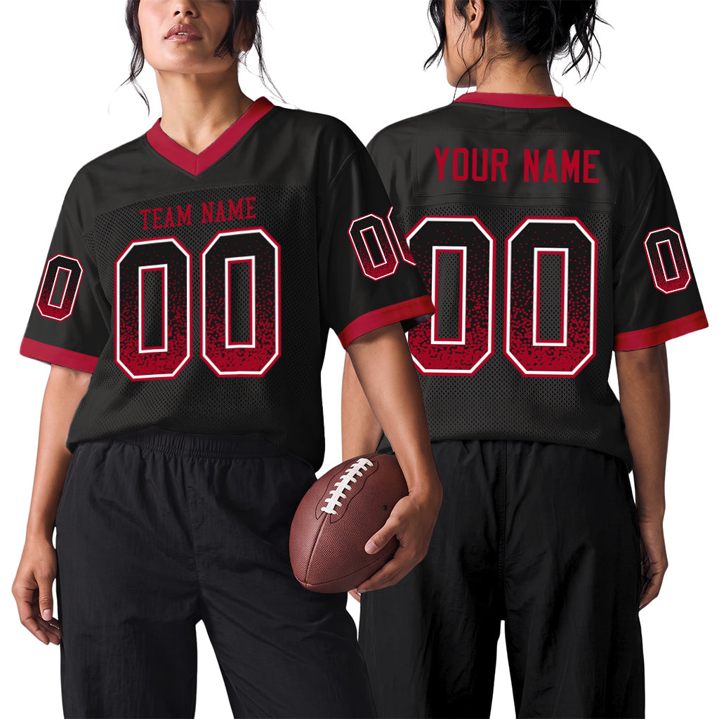 Custom Black Red-Gray Mesh Drift Fashion Mesh Football Jersey