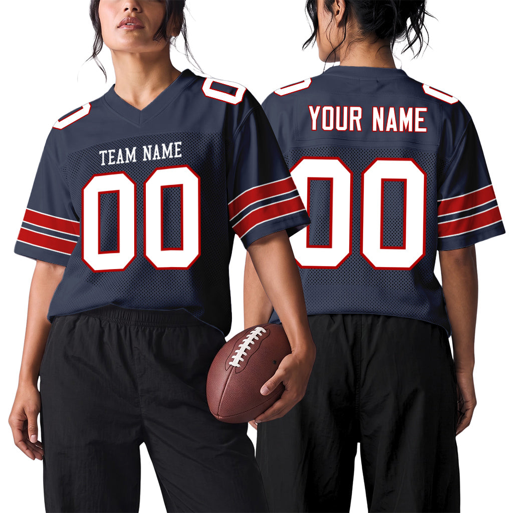 Navy White-Red Custom Football Jerseys For Men & Women