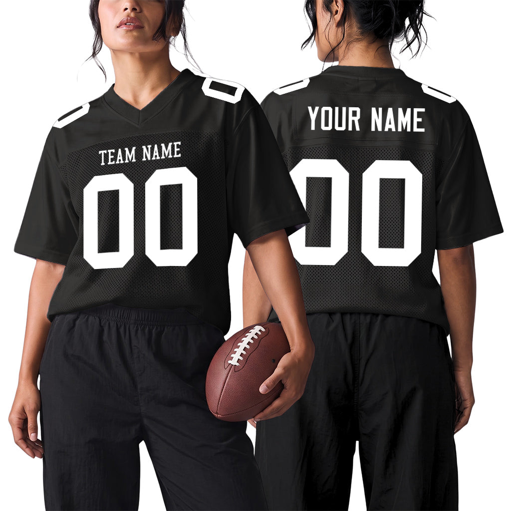 Custom Black White Custom Name Mesh Football Jersey