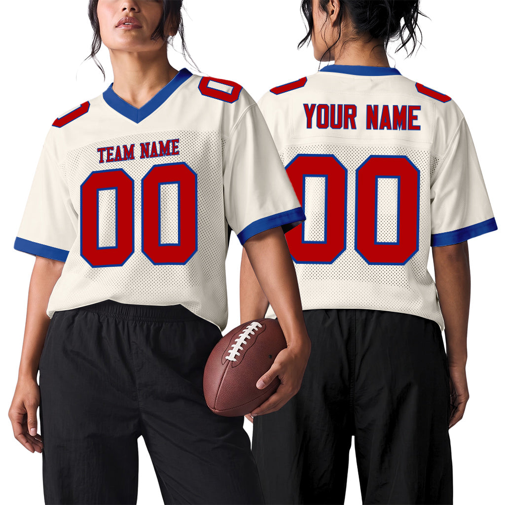 Custom Cream Red-Royal Football Jersey