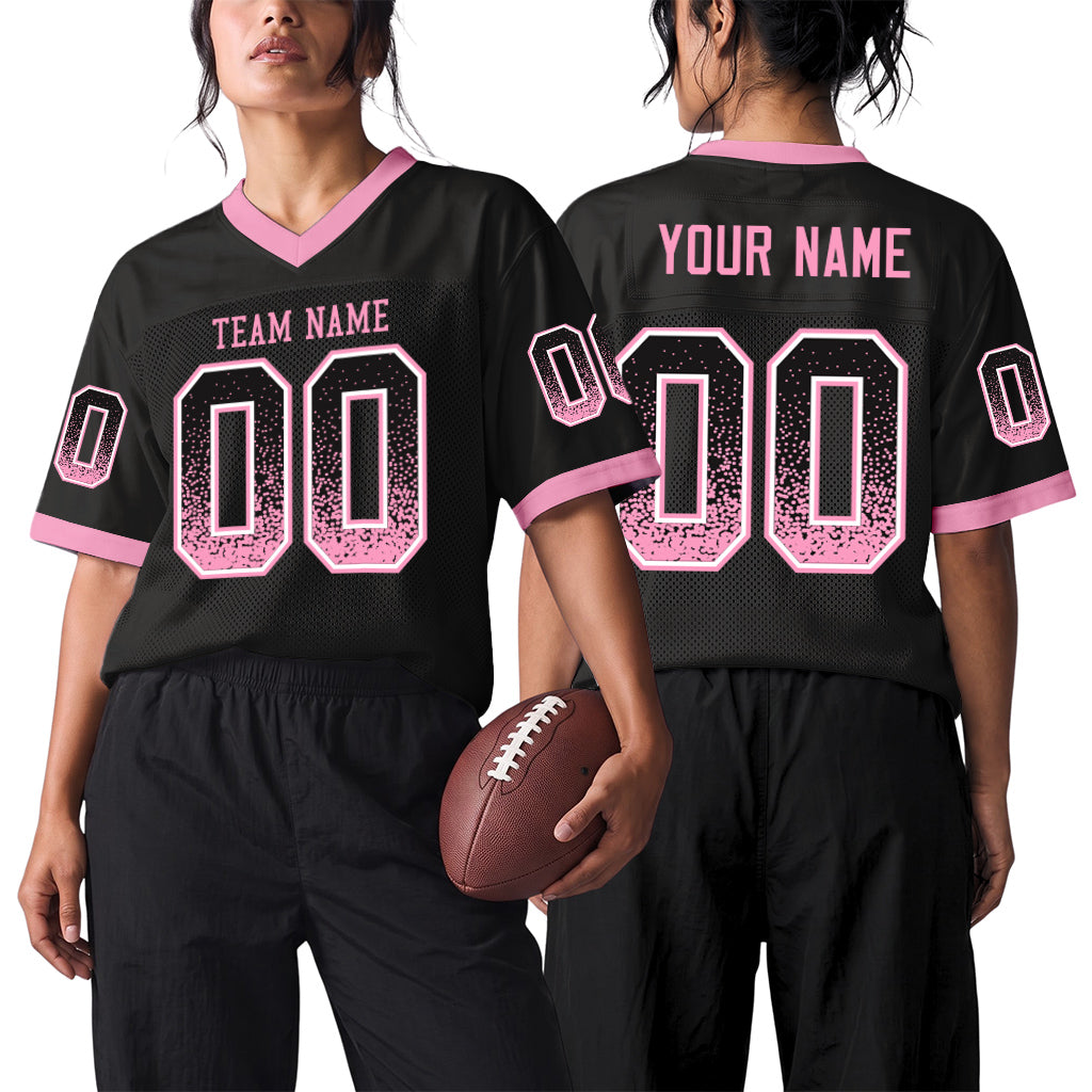 Custom Black Light Pink-White Mesh Drift Fashion Mesh Football Jersey