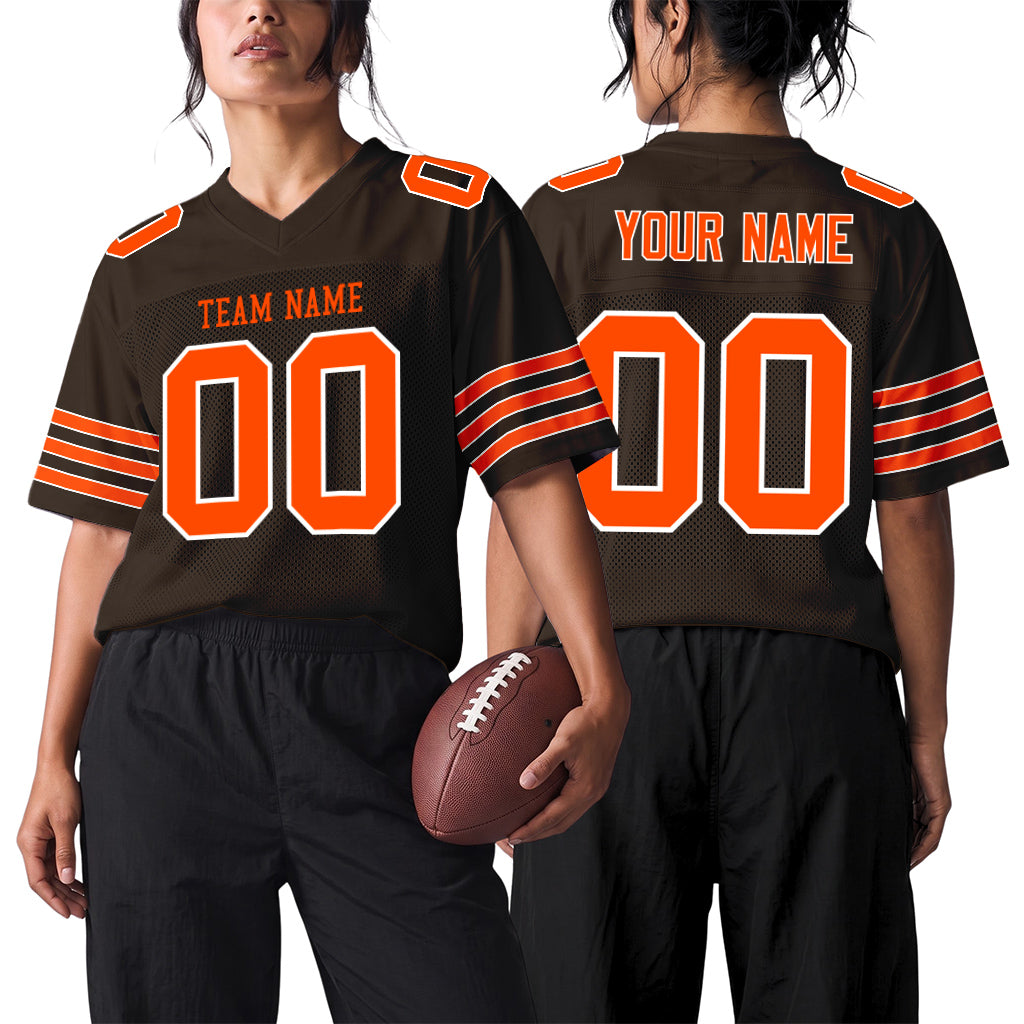 Custom Brown Orange-White Football Jersey
