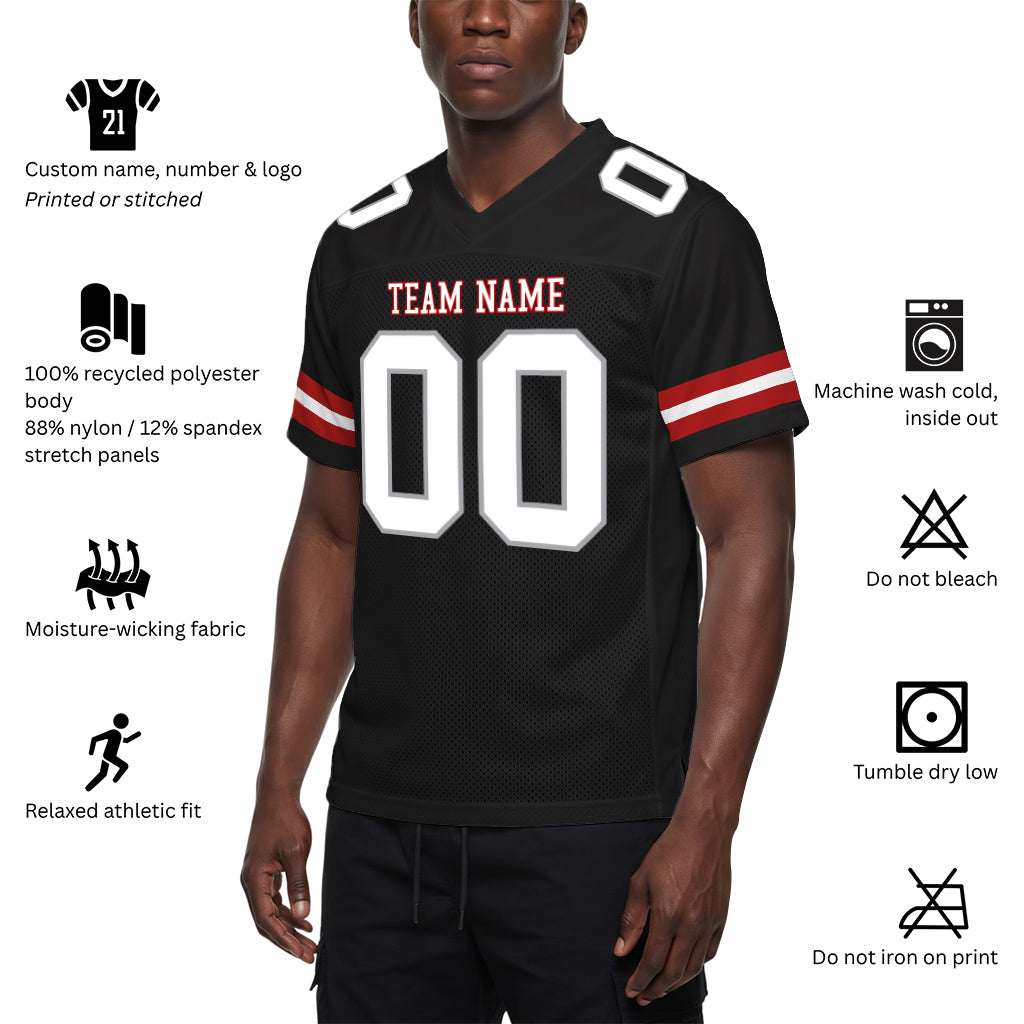 Custom Black White-Gray Mesh Football Jersey For Men & Women