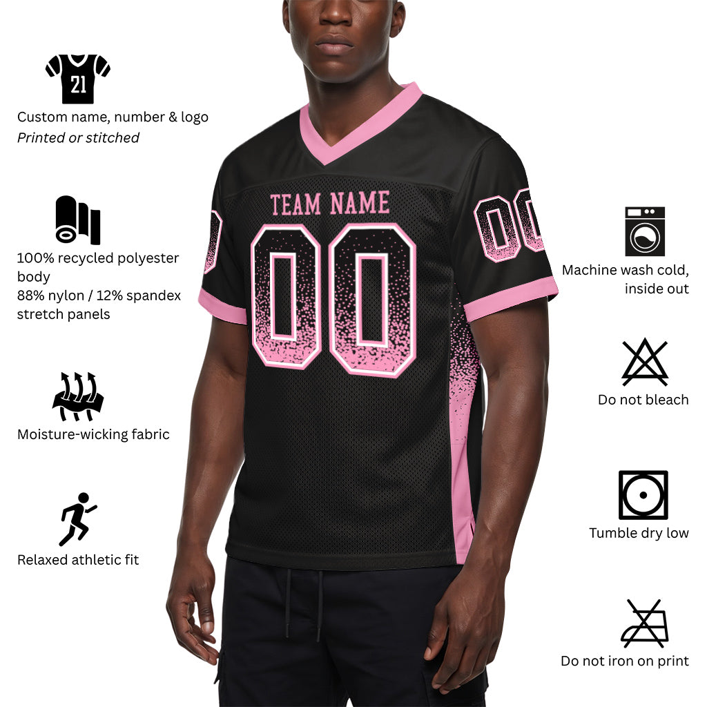 Custom Black Light Pink-White Mesh Drift Fashion Mesh Football Jersey