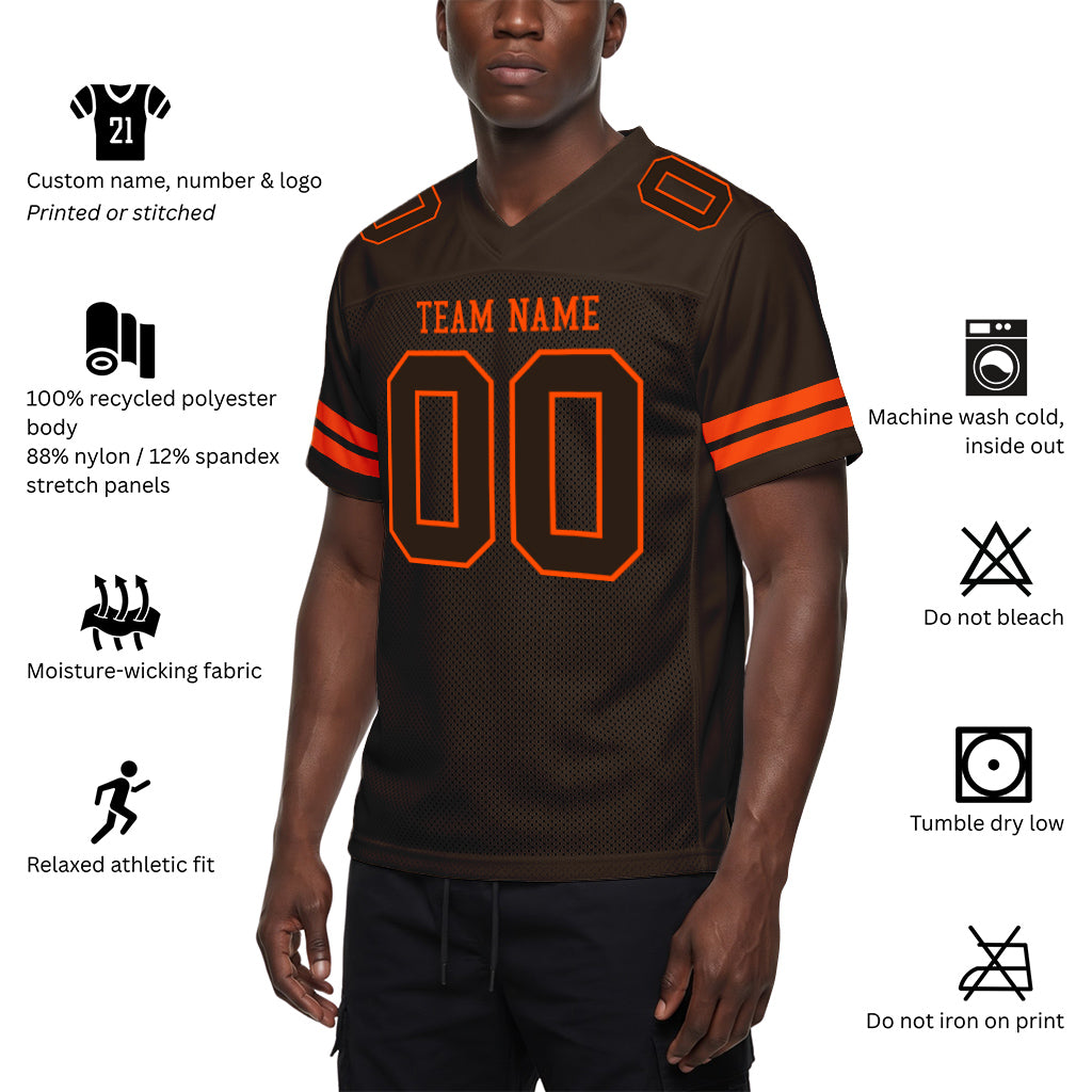 Custom Brown Brown-Orange Mesh Football Jersey