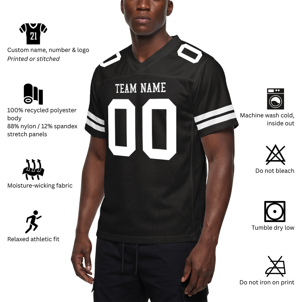 Custom Black White Custom Name Mesh Football Jersey