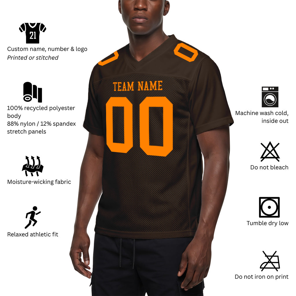 Custom Brown Bay Orange Mesh Football Jersey