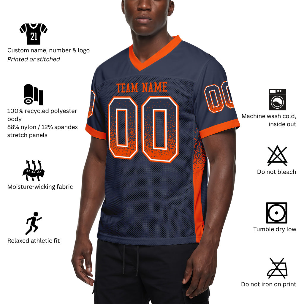 Custom Navy Orange-White Drift Fashion Custom Name Football Jerseys For Men & Women