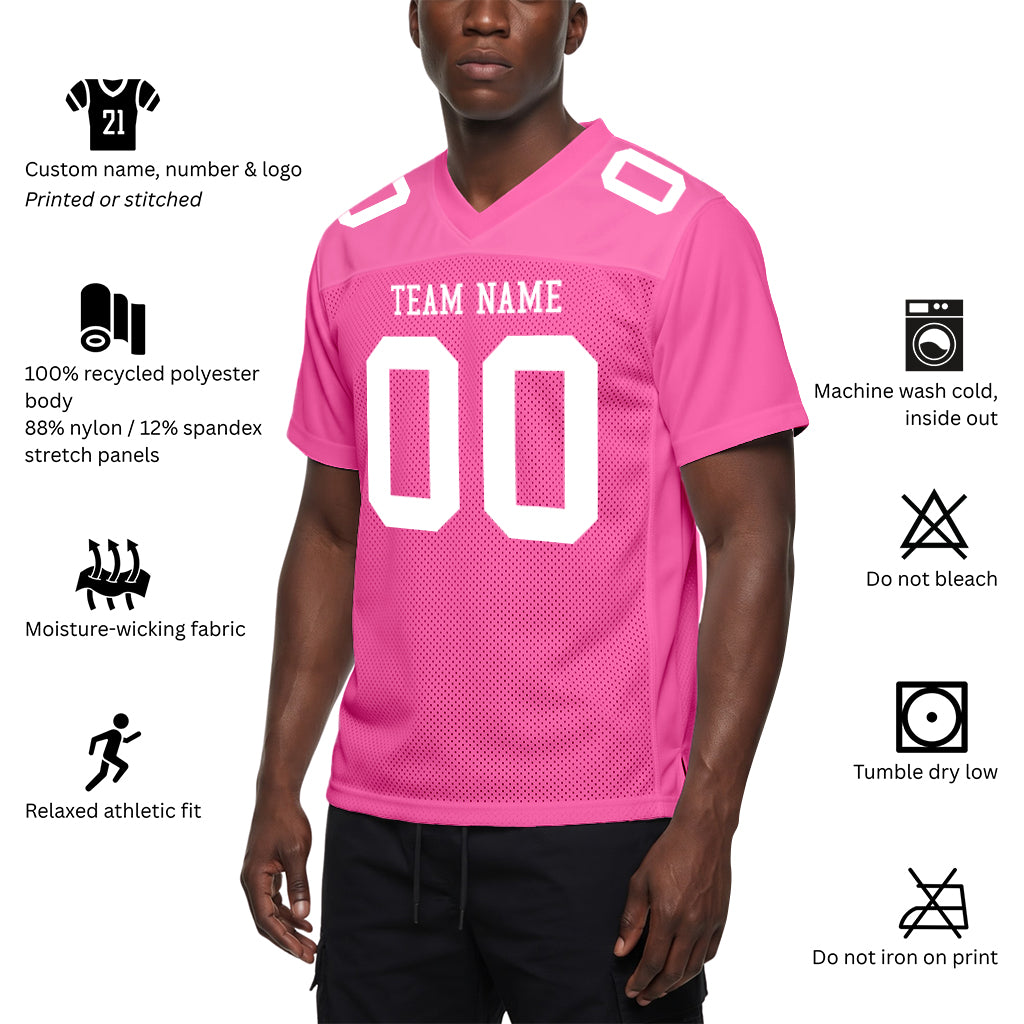 Custom Pink White Mesh Football Jersey
