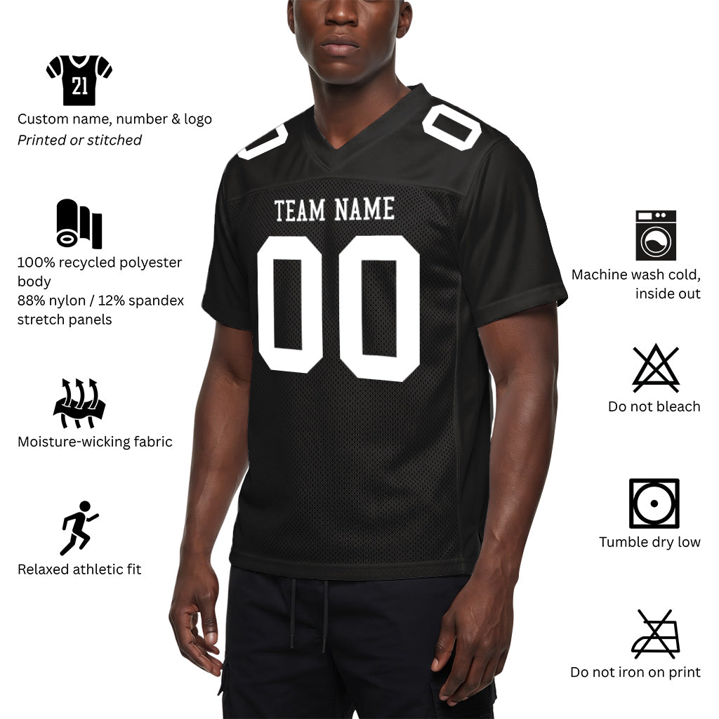 Custom Black White Custom Name Mesh Football Jersey