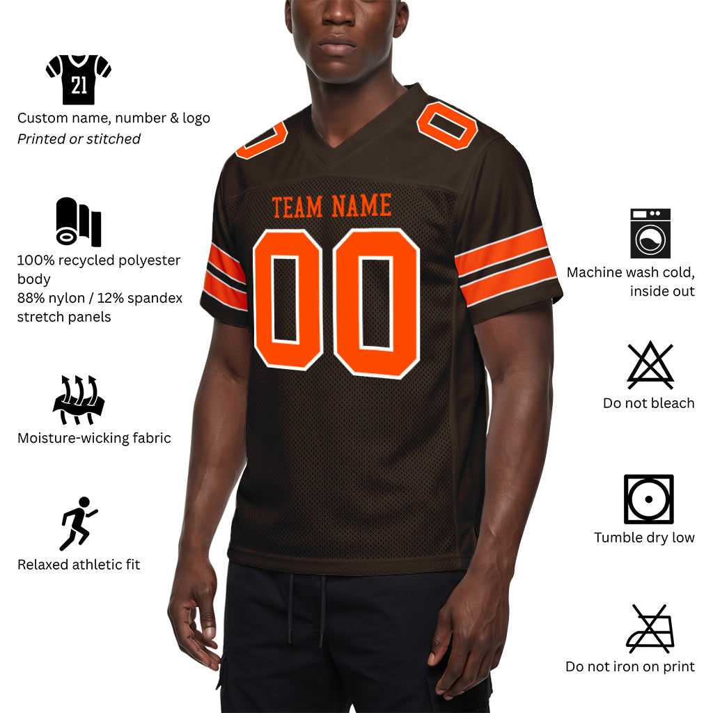Custom Brown Orange-White Football Jersey