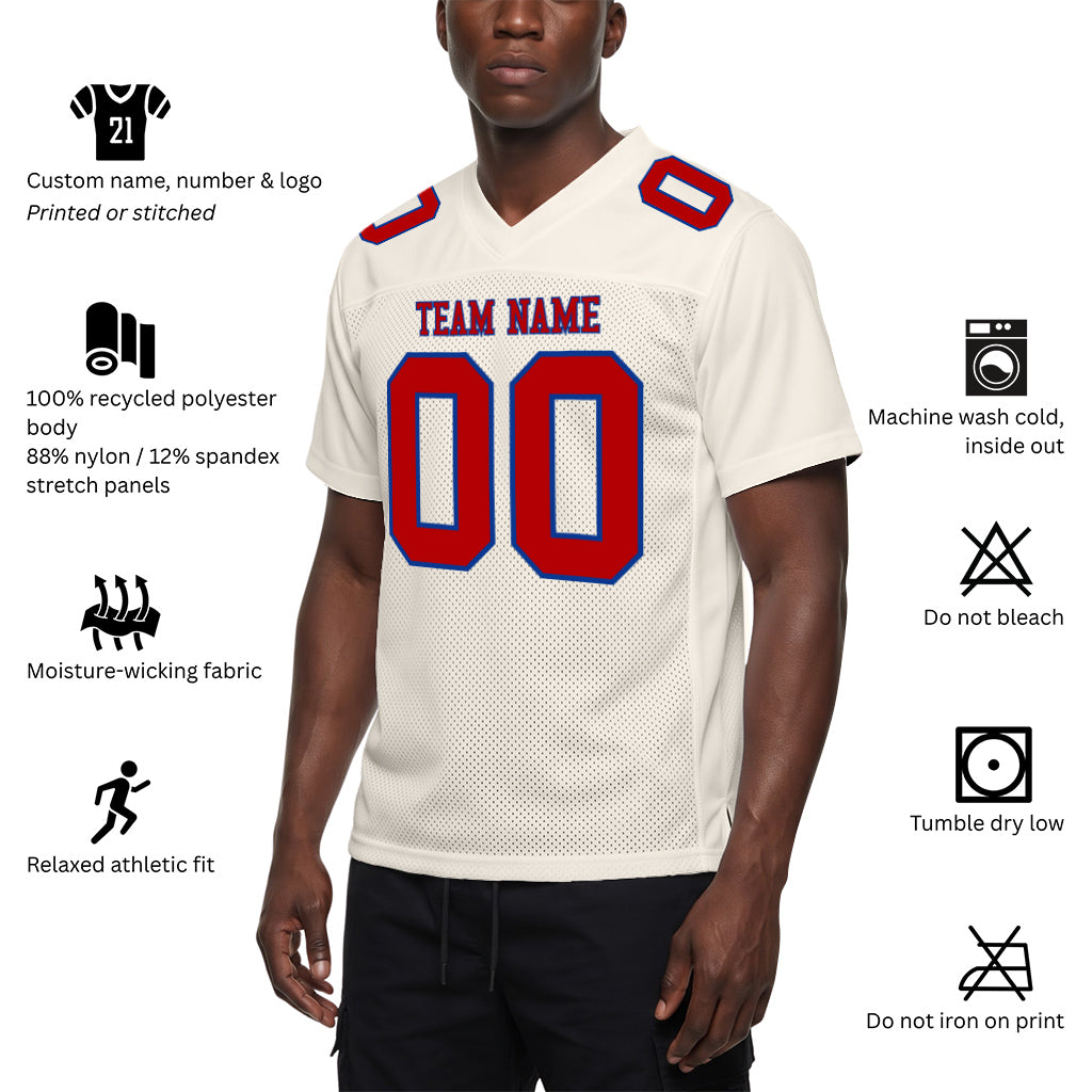 Custom Cream Red-Royal Football Jersey