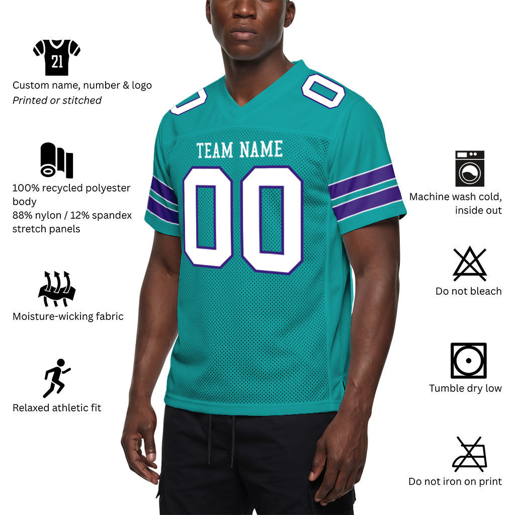 Custom Aqua White-Purple Football Jersey