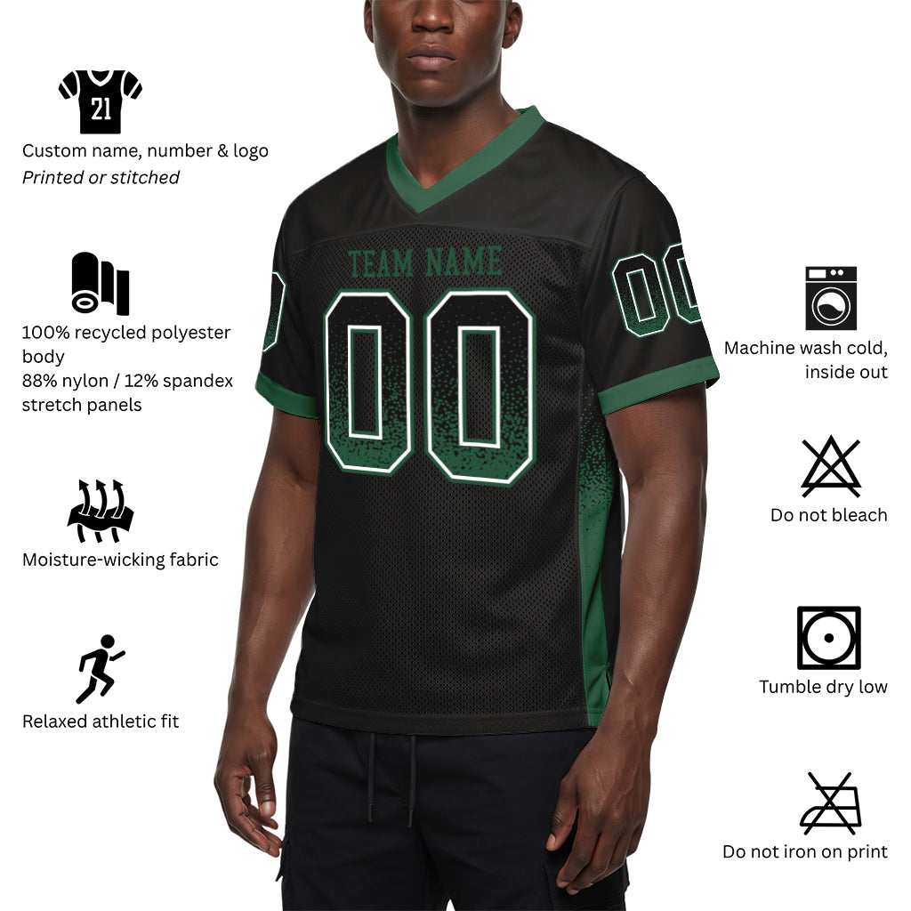 Custom Black Gotham Green-White Drift Fashion Custom Name Mesh Football Jersey