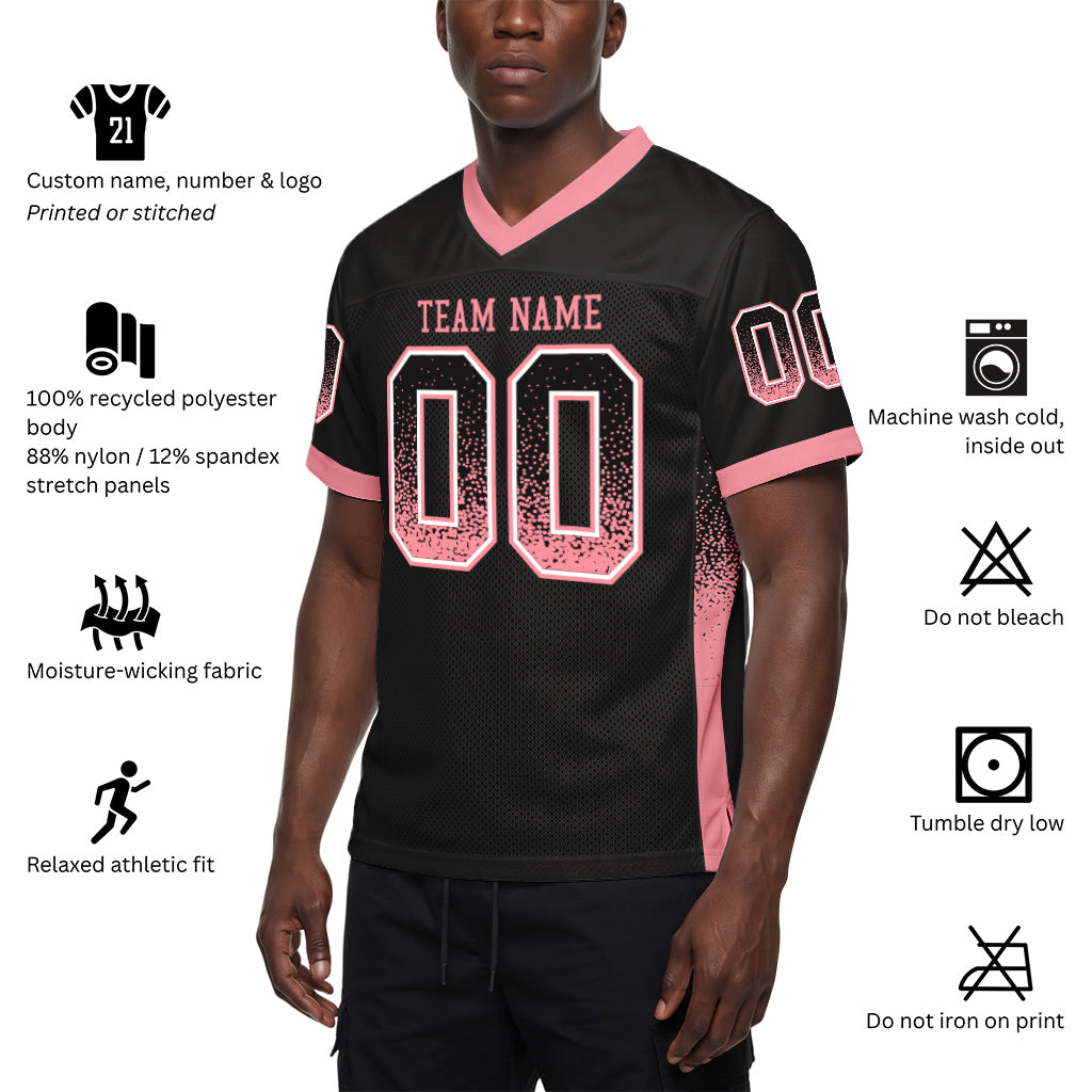 Custom Black Medium Pink-White Mesh Drift Fashion Mesh Football Jersey