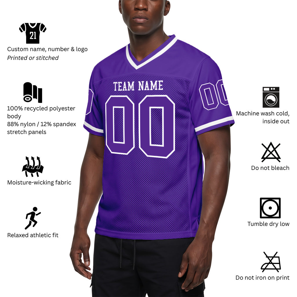 Custom Purple White Mesh Football Jersey