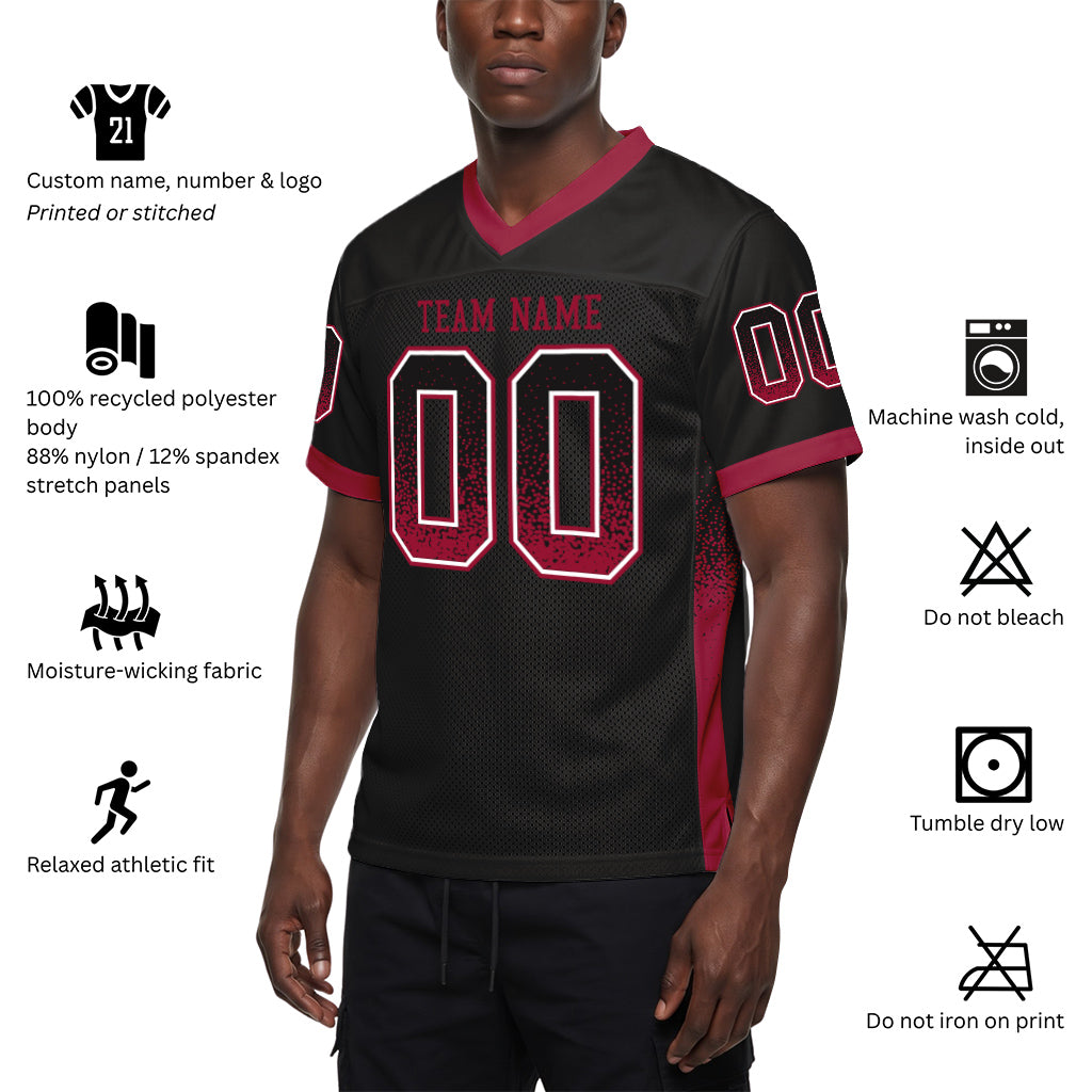 Custom Black Cardinal-White Drift Fashion Custom Name Mesh Football Jersey