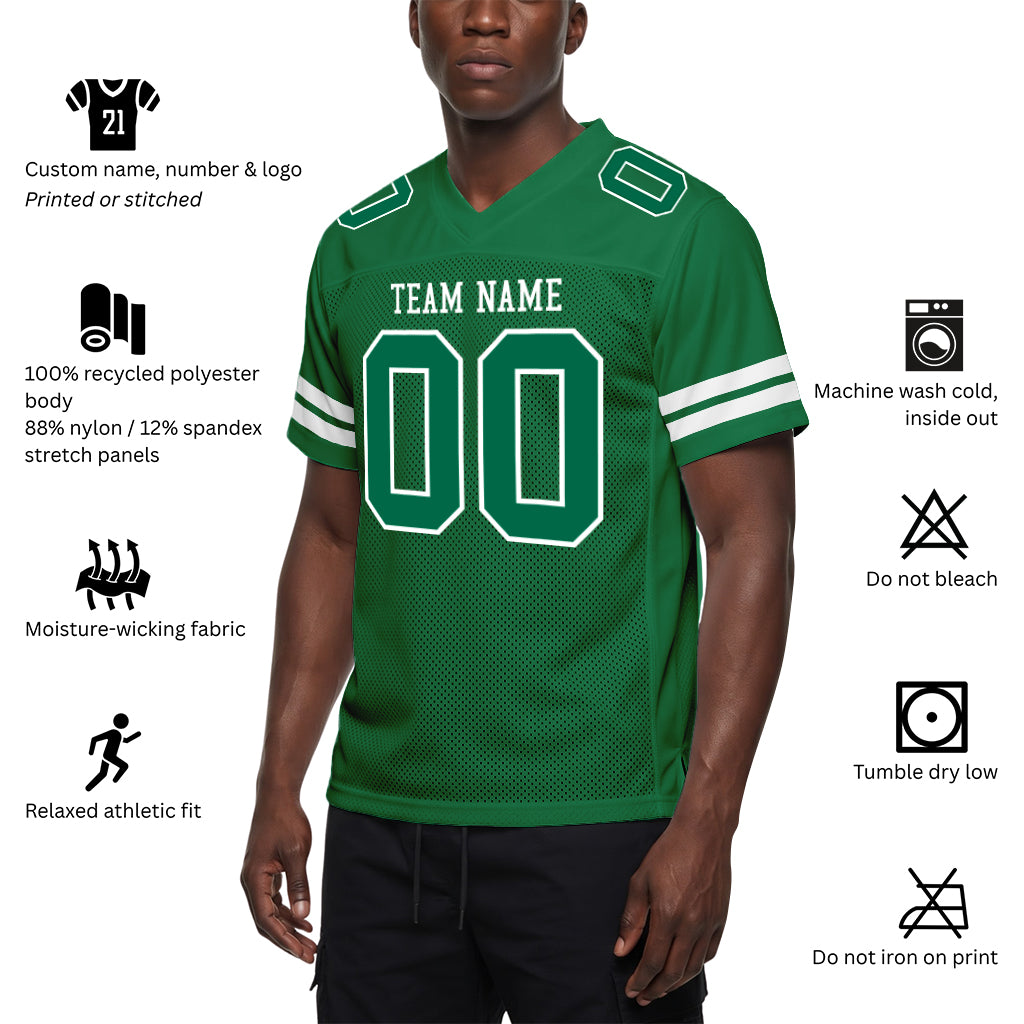 Custom Kelly Green White Mesh Football Jersey