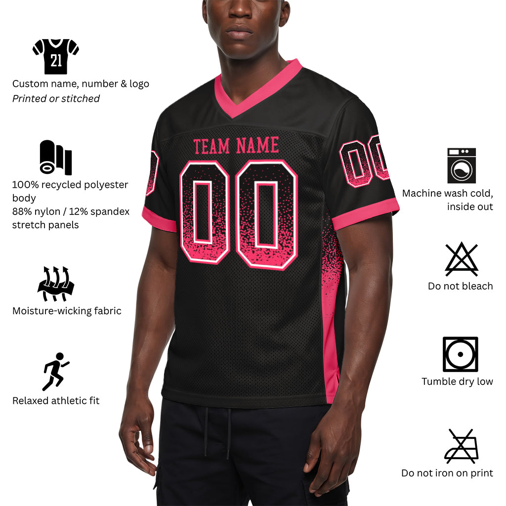 Custom Black Neon Pink-White Mesh Drift Fashion Mesh Football Jersey