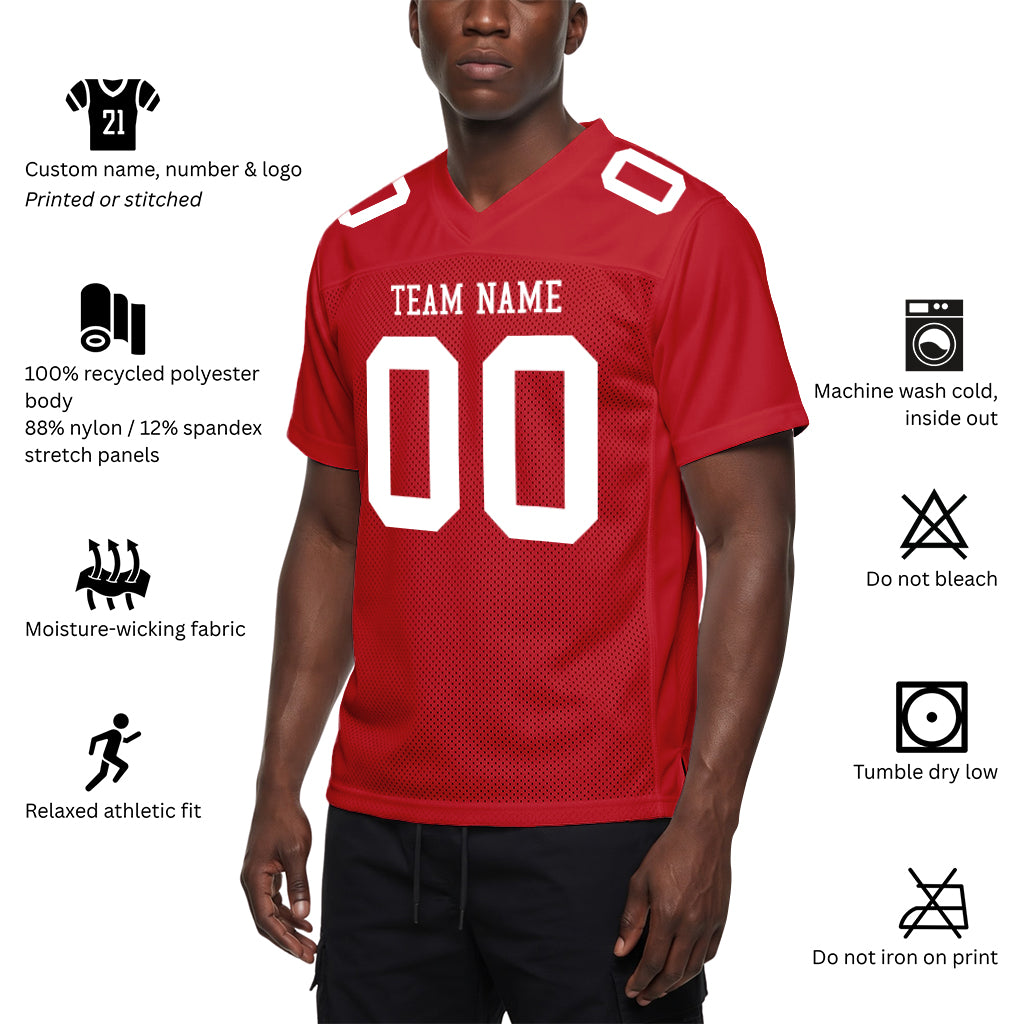 Custom Red White Mesh Football Jersey
