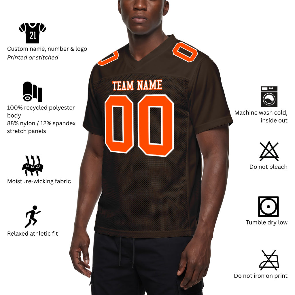 Custom Brown Orange-White Football Jersey