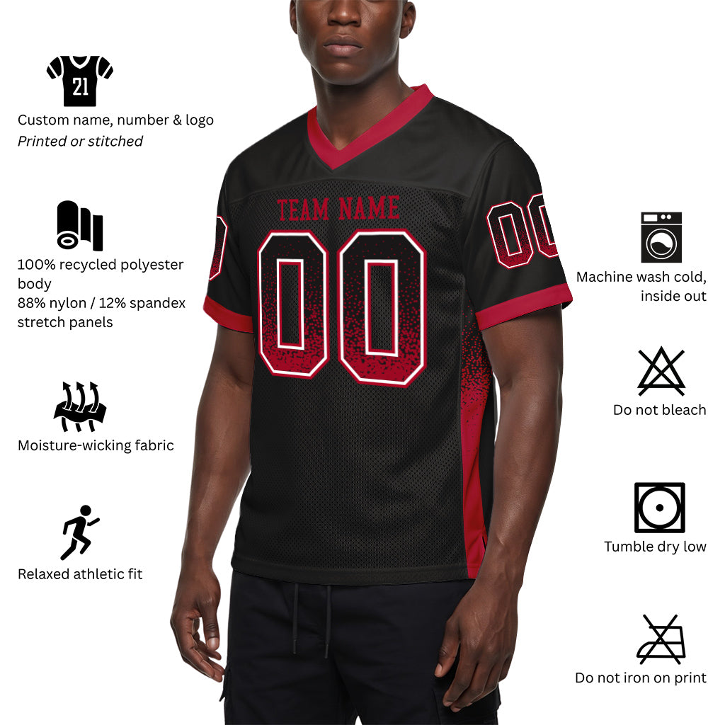Custom Black Red-Gray Mesh Drift Fashion Mesh Football Jersey