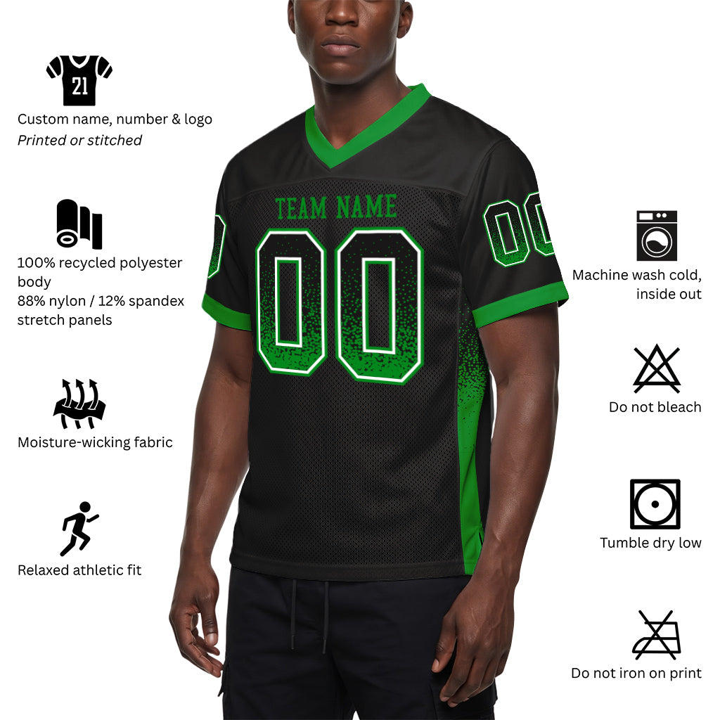 Custom Black Grass Green-White Mesh Drift Fashion Mesh Football Jersey