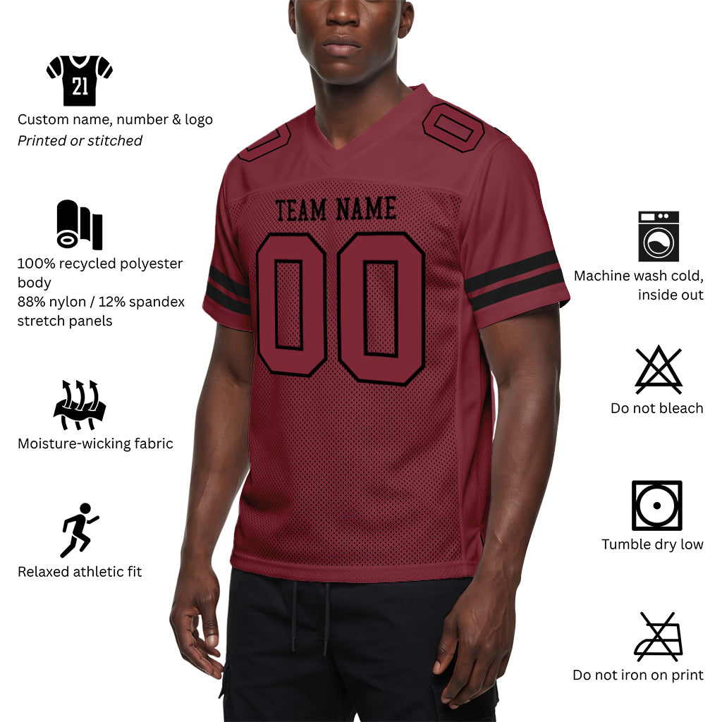 Custom Burgundy Burgundy-Black Mesh Football Jersey