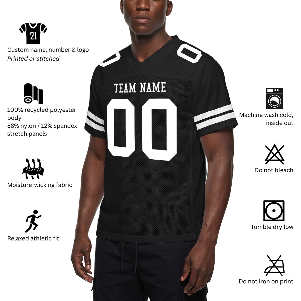 Custom Black White Mesh Football Jersey