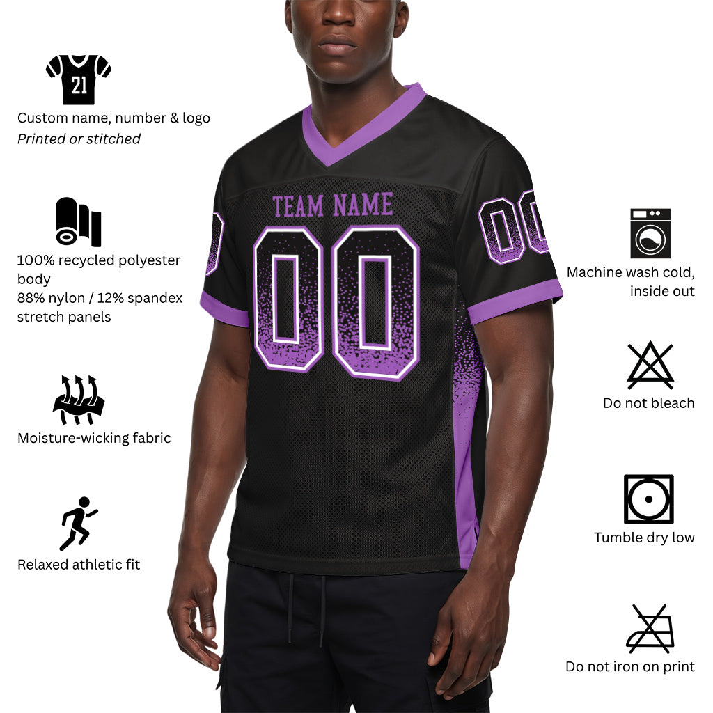 Custom Black Medium Purple-White Mesh Drift Fashion Mesh Football Jersey