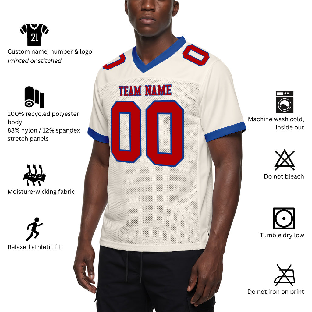 Custom Cream Red-Royal Football Jersey