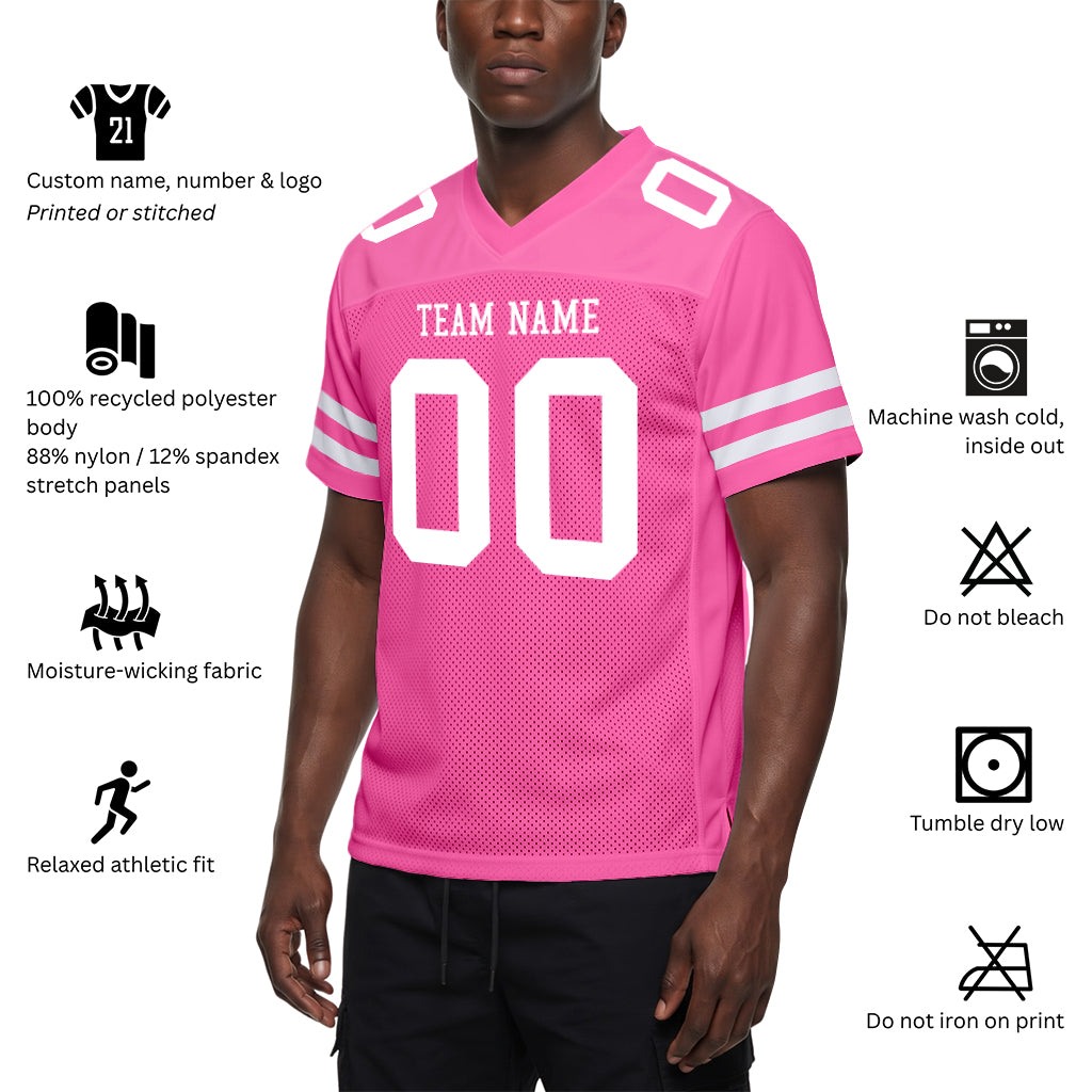 Custom Pink White Mesh Football Jersey