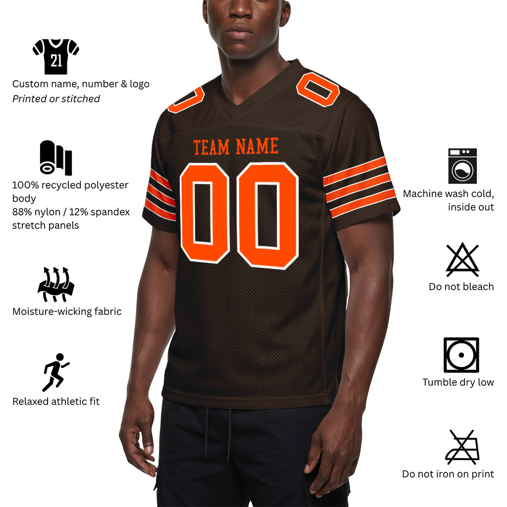 Custom Brown Orange-White Football Jersey