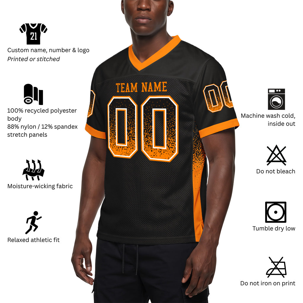 Custom Black Bay Orange-White Mesh Drift Fashion Mesh Football Jersey