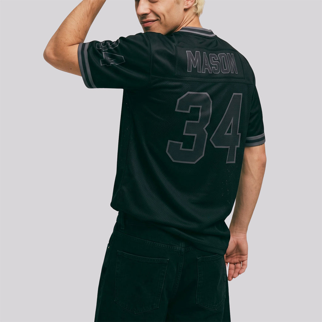 Black Steel Gray Mesh Throwback Custom Football Jerseys For Men & Women