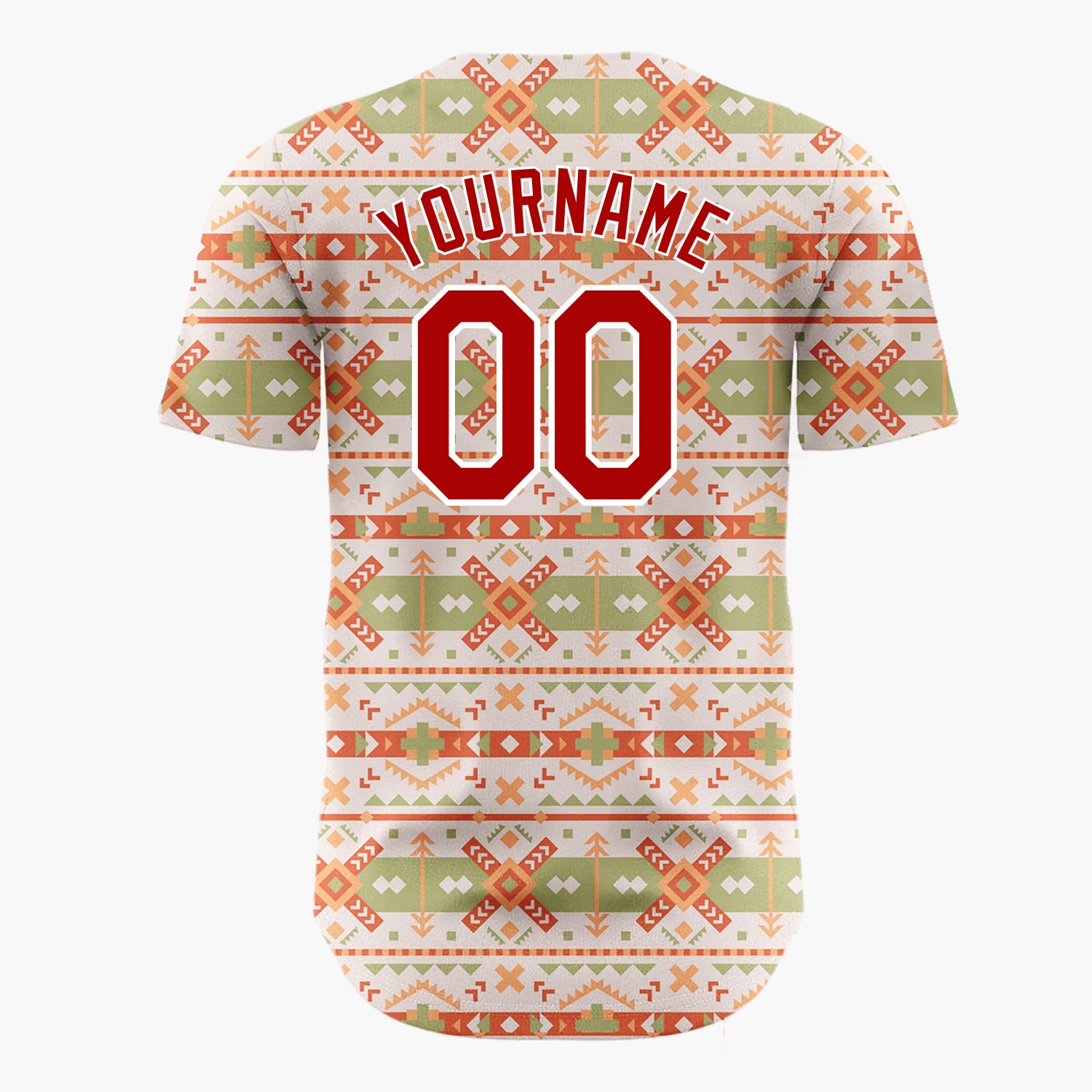 Custom Beige Olive Tribal Arrows And Diamonds Southwest Geometric Pattern Christmas Baseball Jersey