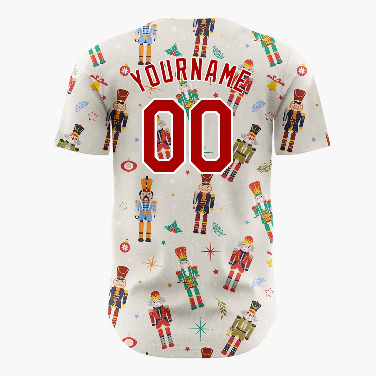 Custom Beige Nutcrackers Holiday Festive Illustration Christmas Baseball Jersey