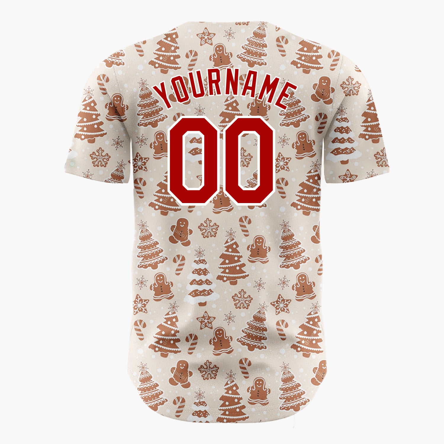 Custom Beige Christmas Trees Doodles Minimalist Pattern Christmas Baseball Jersey