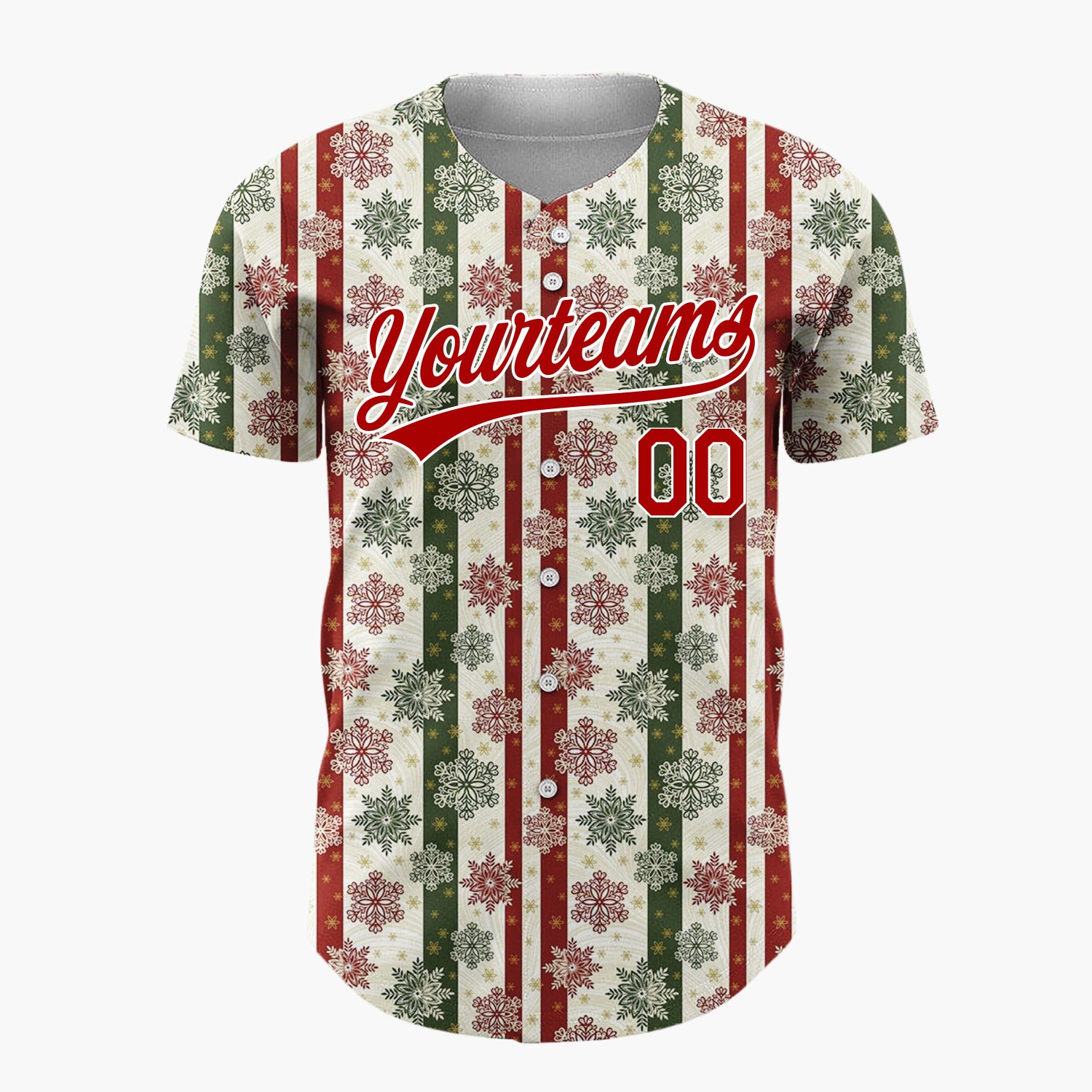 Custom Beige Christmas Stripes Rustic Nordic Pattern Christmas Baseball Jersey