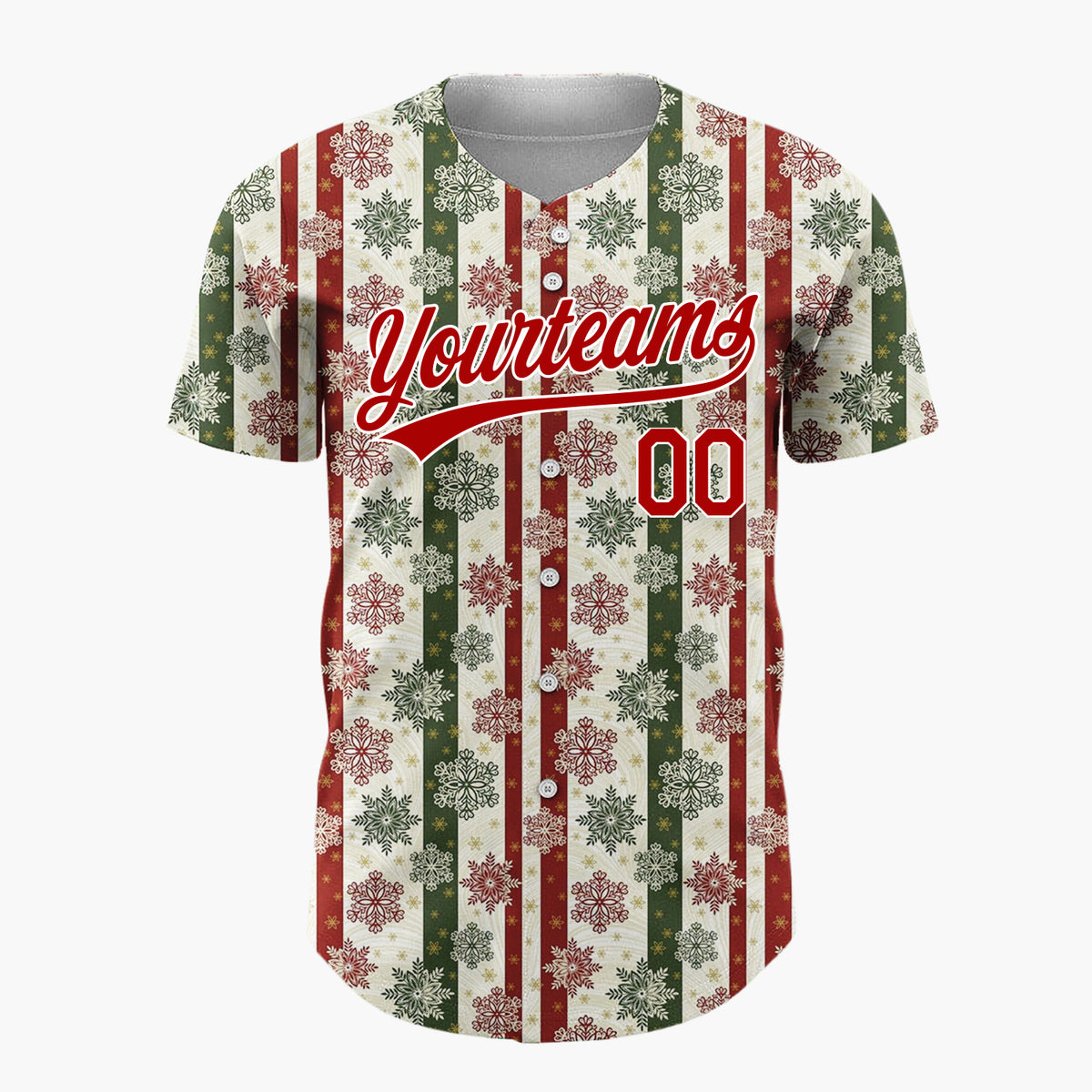 Custom Beige Christmas Stripes Rustic Nordic Pattern Christmas Baseball Jersey