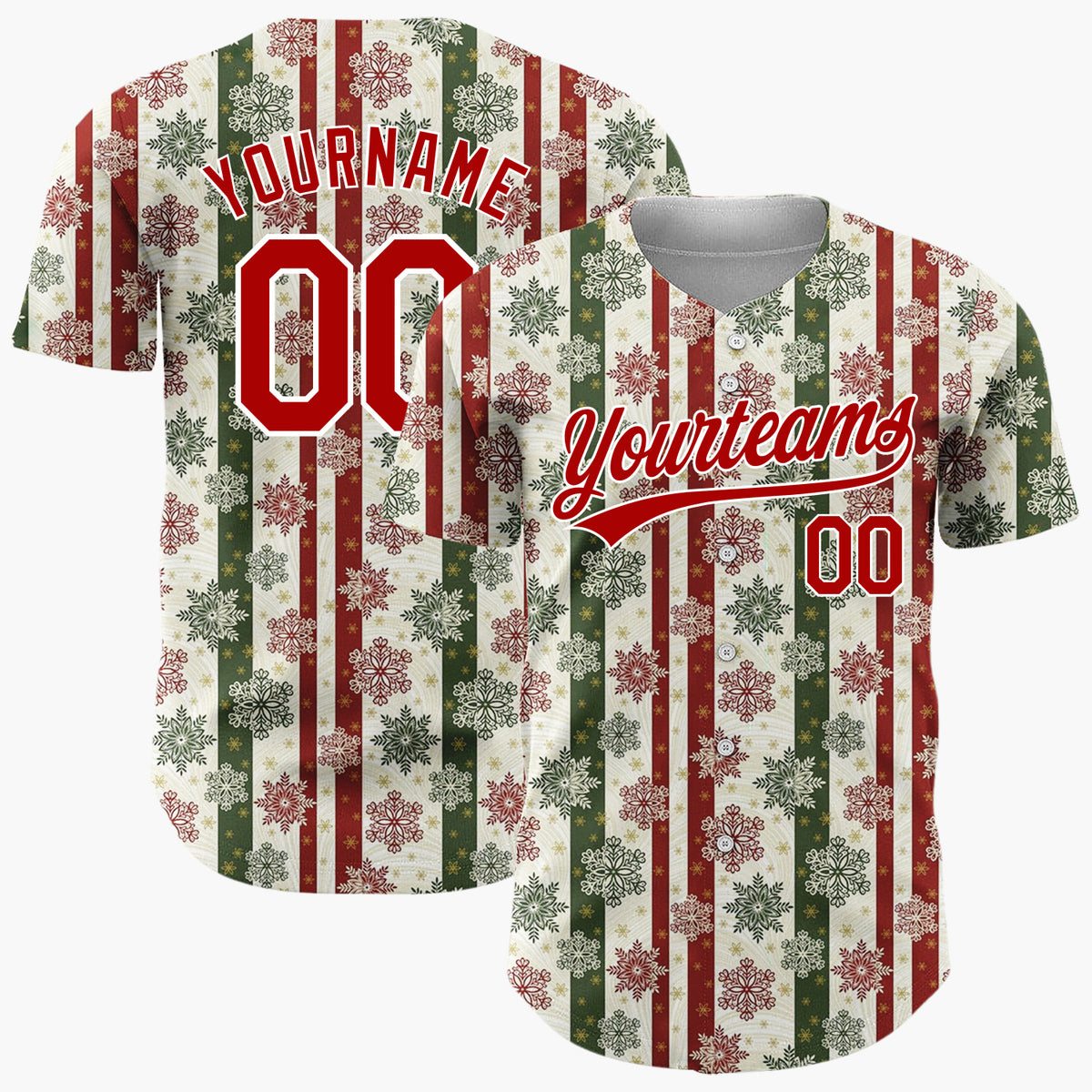 Custom Beige Christmas Stripes Rustic Nordic Pattern Christmas Baseball Jersey