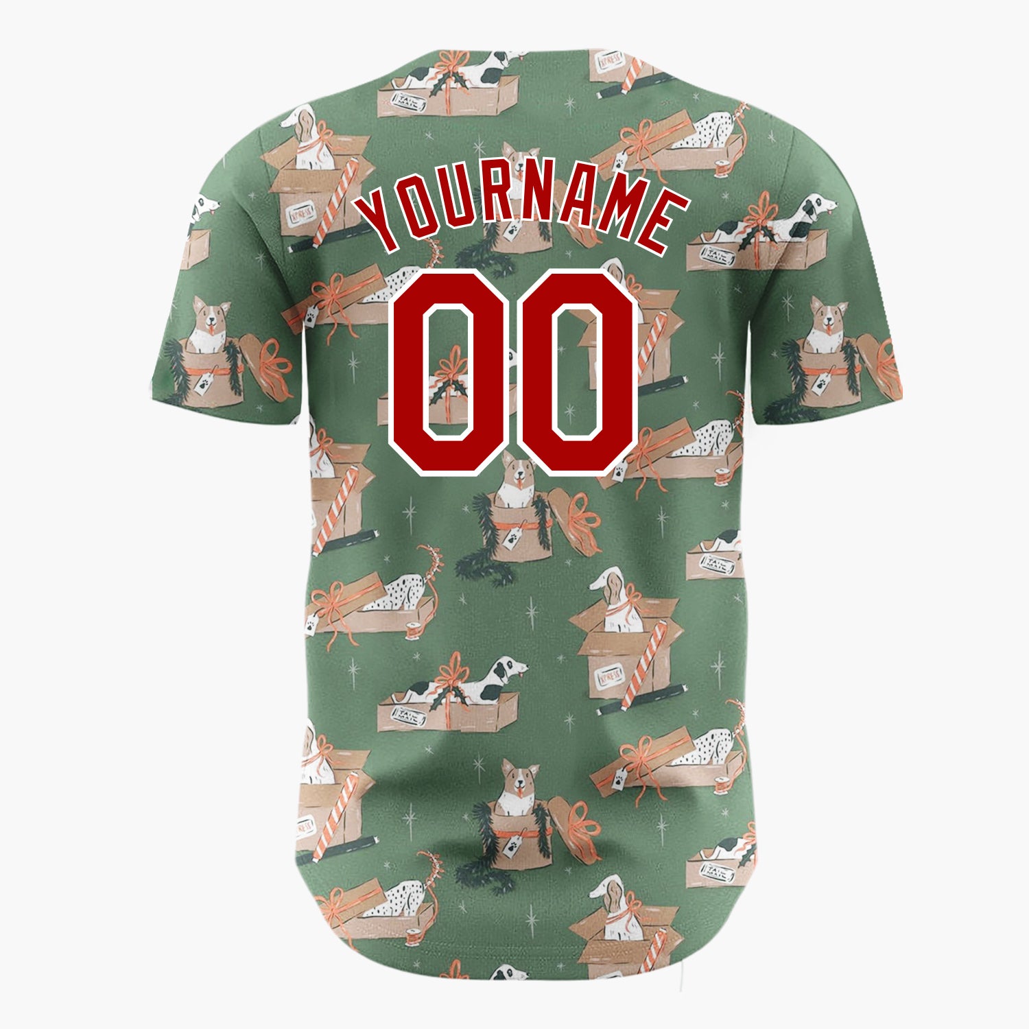 Custom Beige Dogs Cozy Winter Boxes Cartoon Pattern Christmas Baseball Jersey