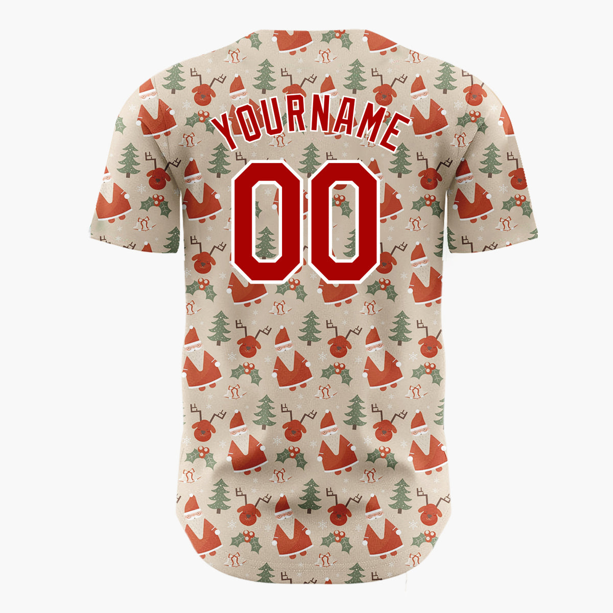Custom Beige Christmas Doodles Cozy Cartoon Pattern Christmas Baseball Jersey