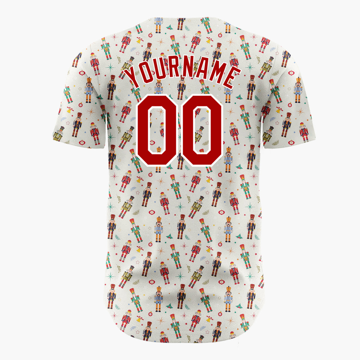 Custom Beige Red Green Nutcracker Soldiers Vintage Christmas Baseball Jersey