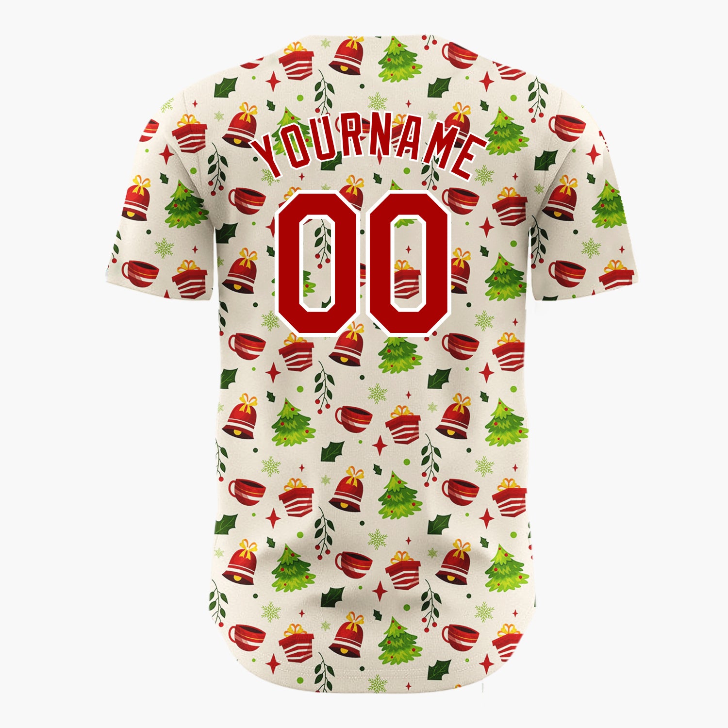 Custom Beige Christmas Sweets Cozy Cartoon Pattern Christmas Baseball Jersey