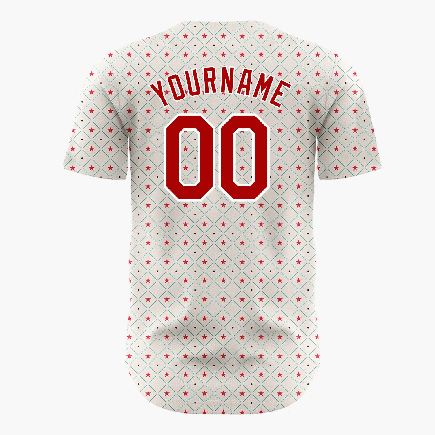 Custom Beige Red Green Stars And Dots Minimal Holiday Pattern Christmas Baseball Jersey
